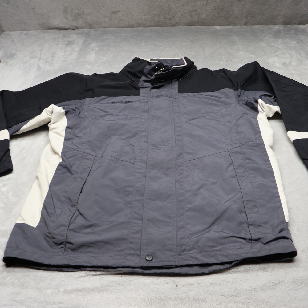 Columbia Core Jacket Mens Medium Gray Waterproof Wind Rain Full Zip 3in1 Shell